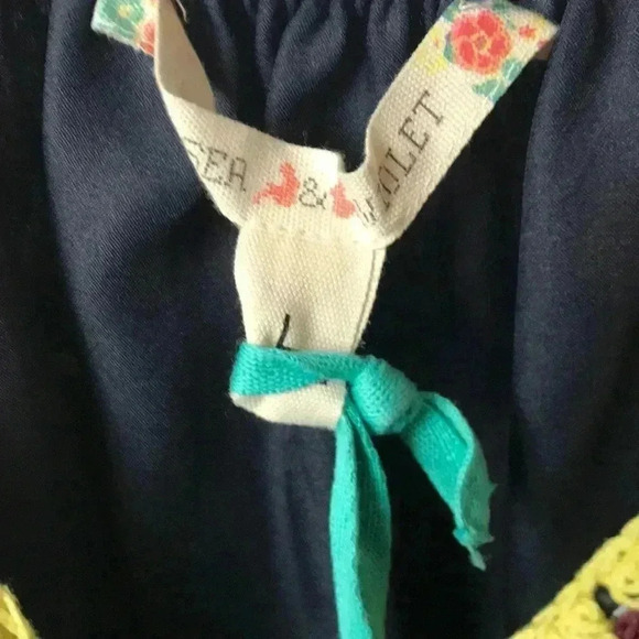 CHELSEA& VIOLET WO SZ LG CROCHET BODICE SHEER TOP - Picture 10 of 14